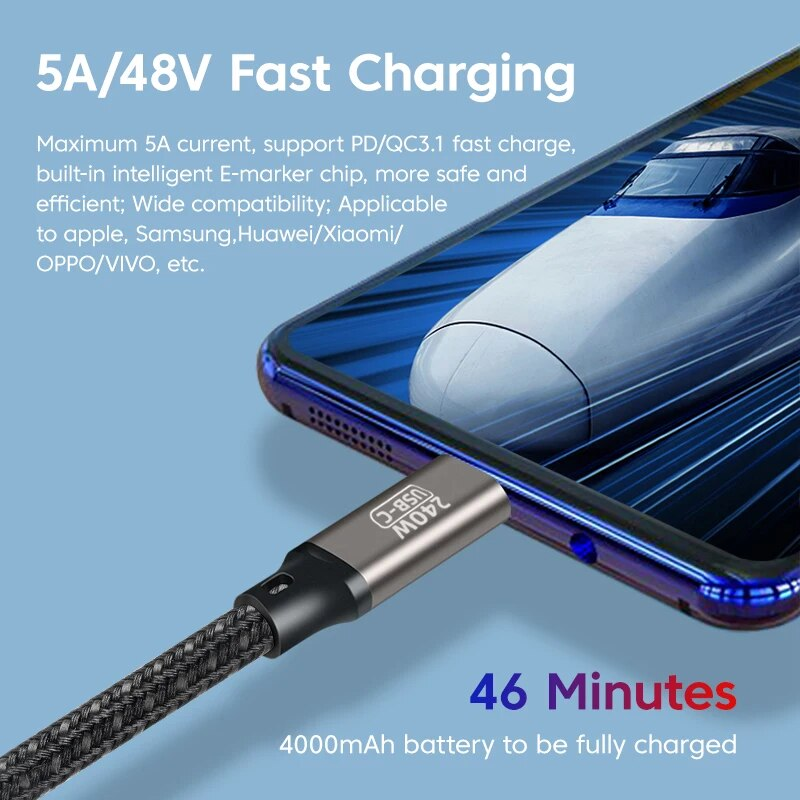 Cable USB C Macho a USB-C Macho PD3.1 240W 5A/48V 3 M Negro