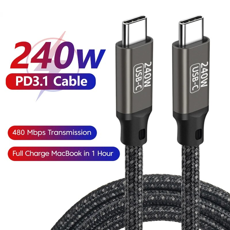 Cable USB C Macho a USB-C Macho PD3.1 240W 5A/48V 3 M Negro