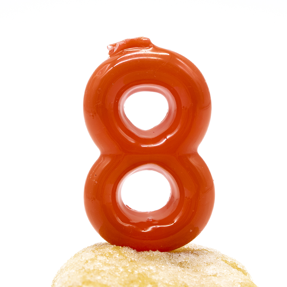 Numero 8 vela cumpleaños 6 cm Rojo