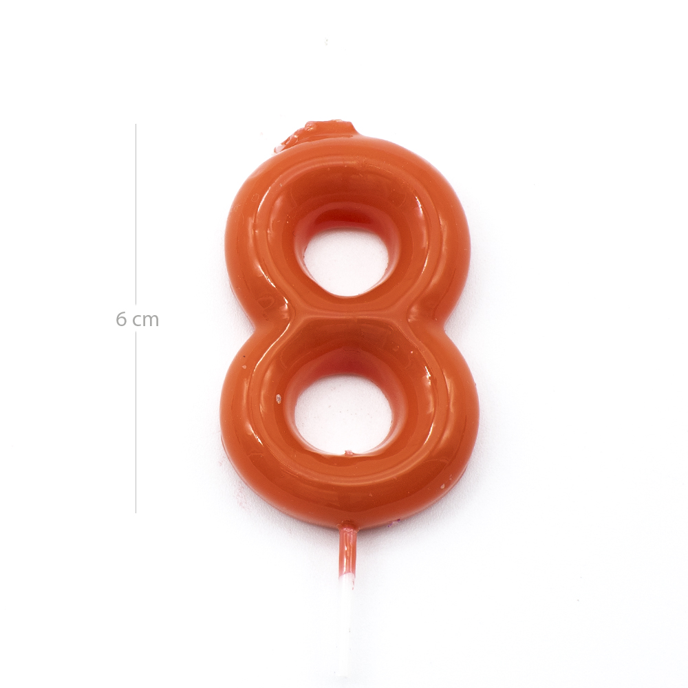 Numero 8 vela cumpleaños 6 cm Rojo