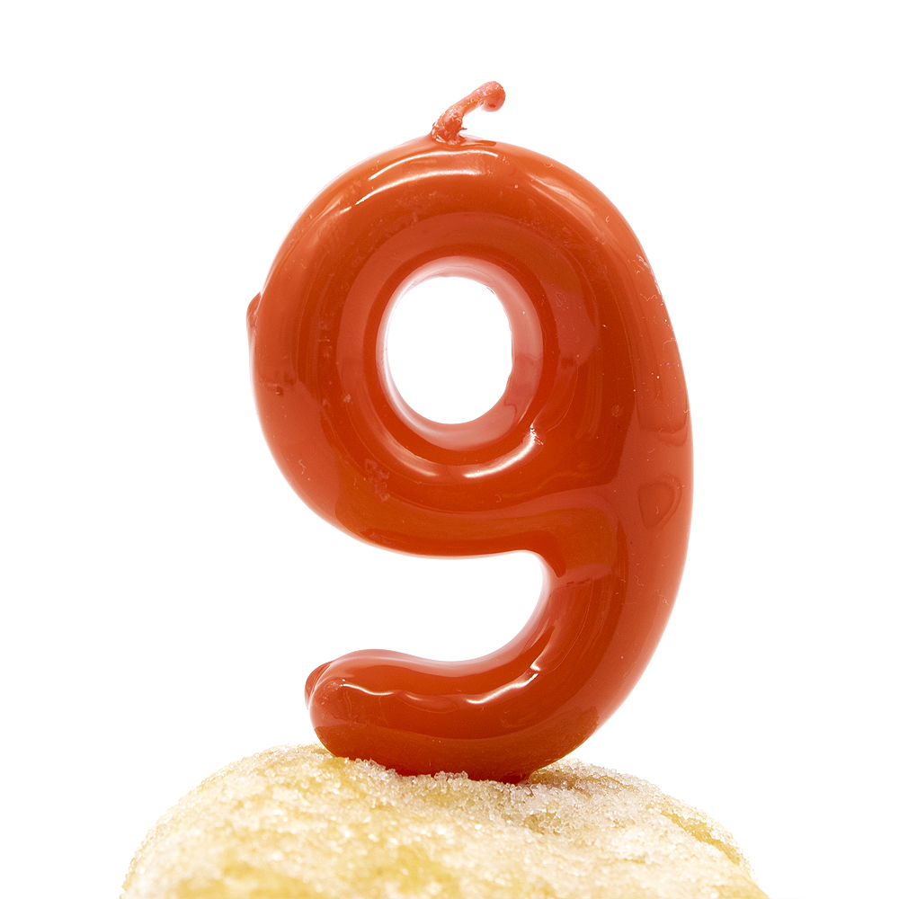Numero 9 vela cumpleaños 6 cm Rojo