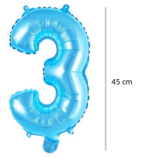 Globo de cumpleaños numero 3 45 cm Azul