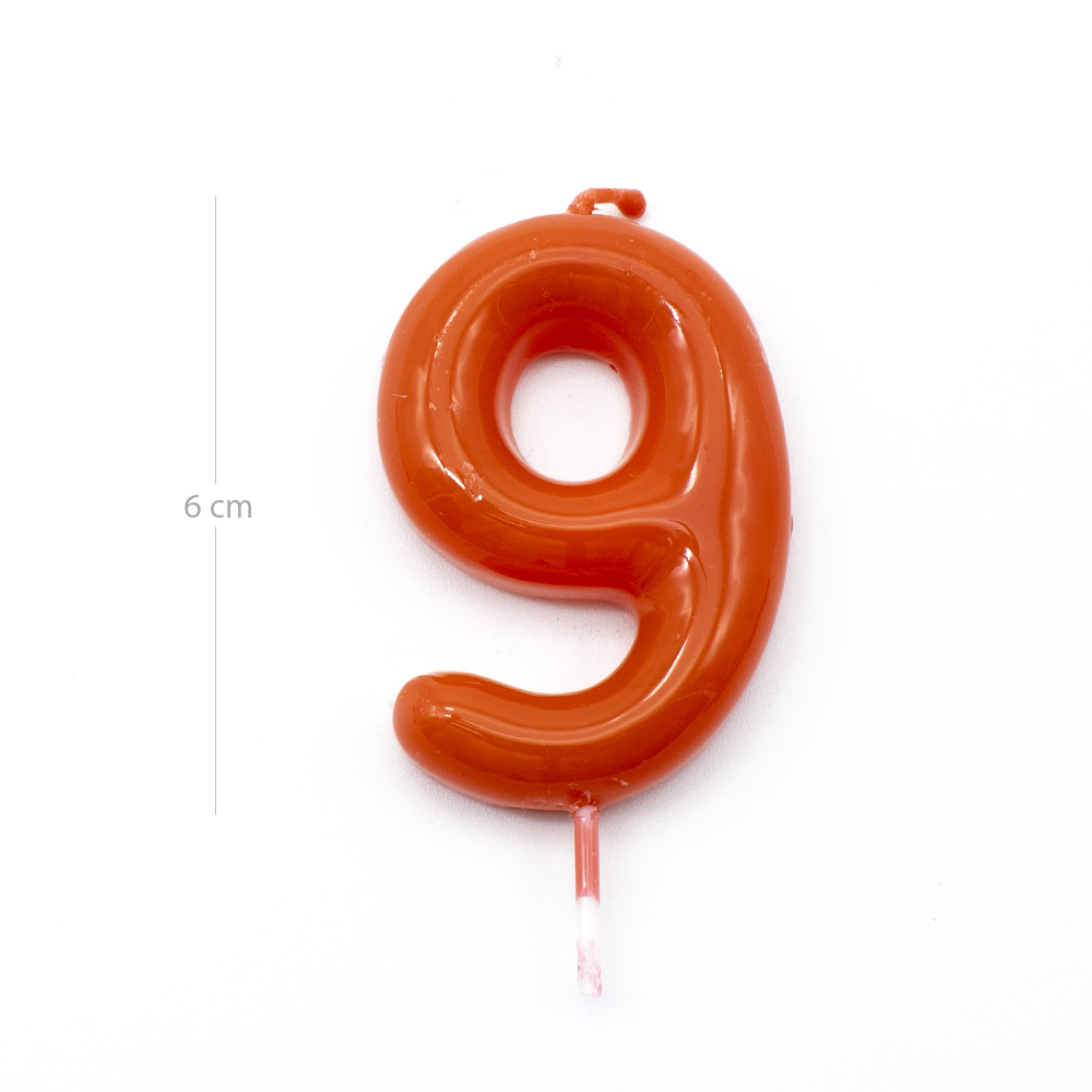 Numero 9 vela cumpleaños 6 cm Rojo