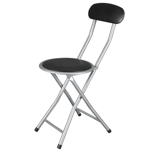 Silla plegable metalica con respaldo  Negro