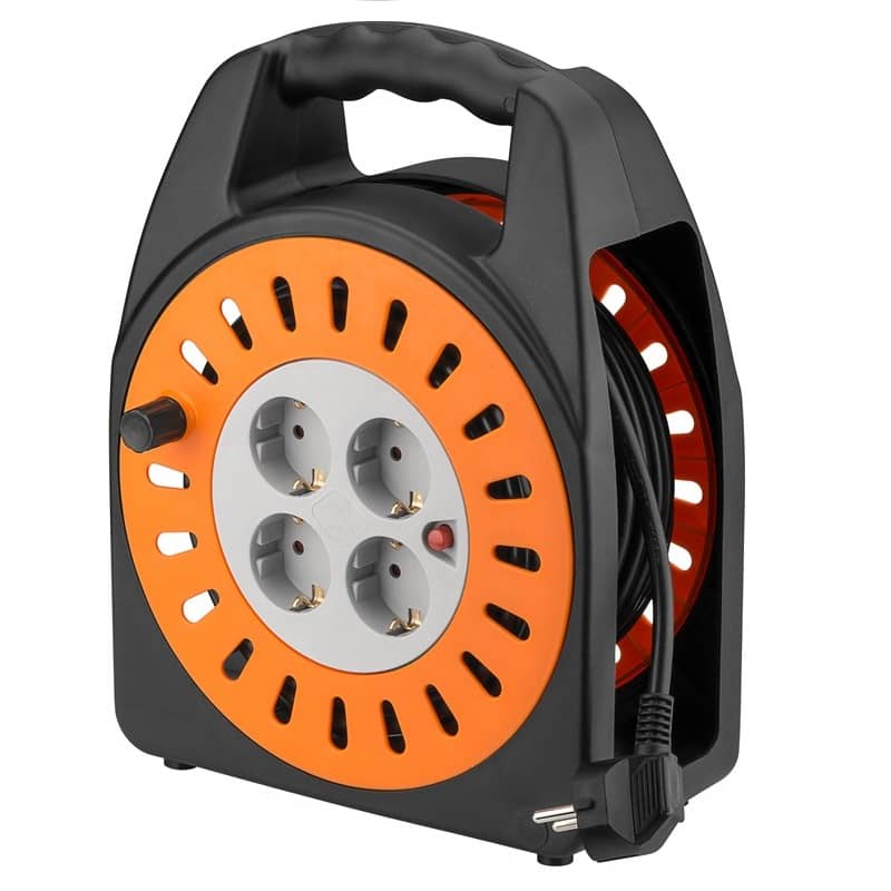 Alargadera electrica 4 tomas schuko 25 M Naranja