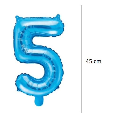 Globo de cumpleaños numero 5 45 cm Azul