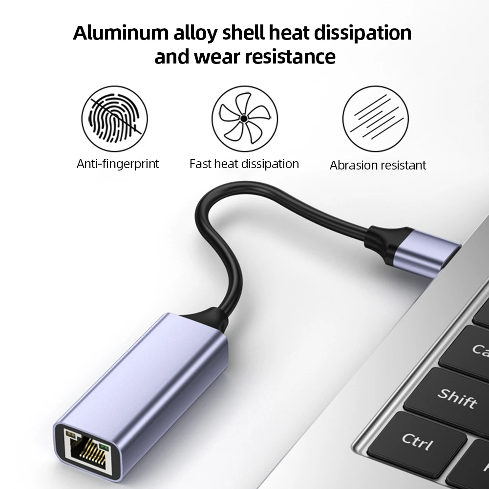 Adaptador USB C a Ethernet  Plateado