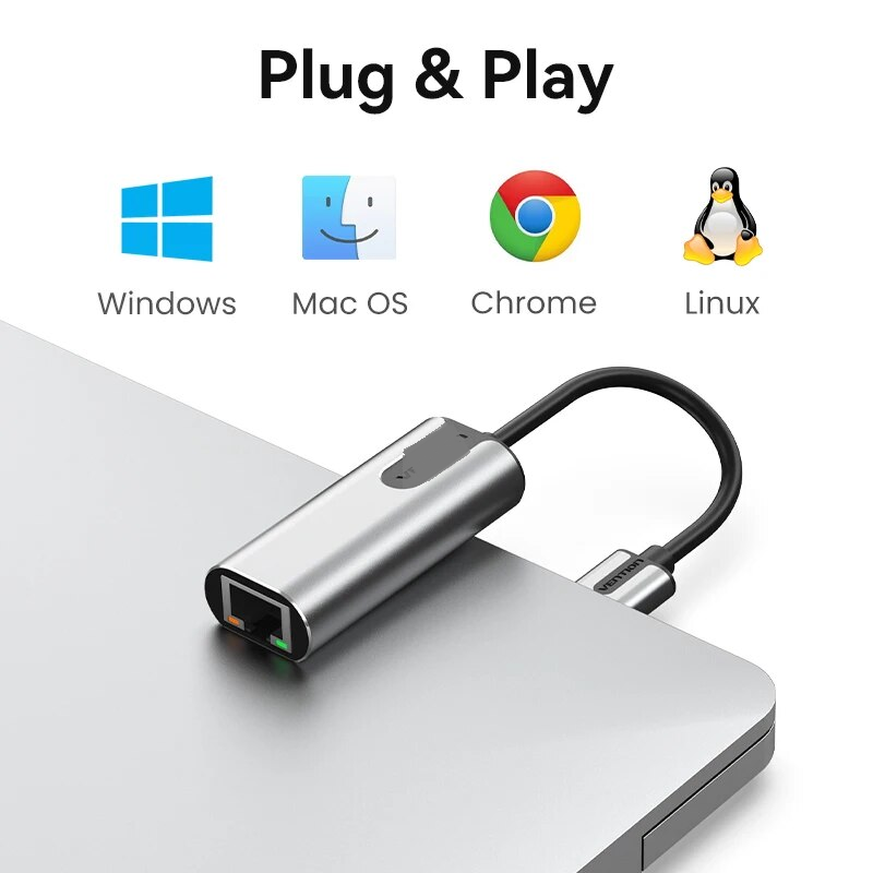 Adaptador USB C a Ethernet  Plateado