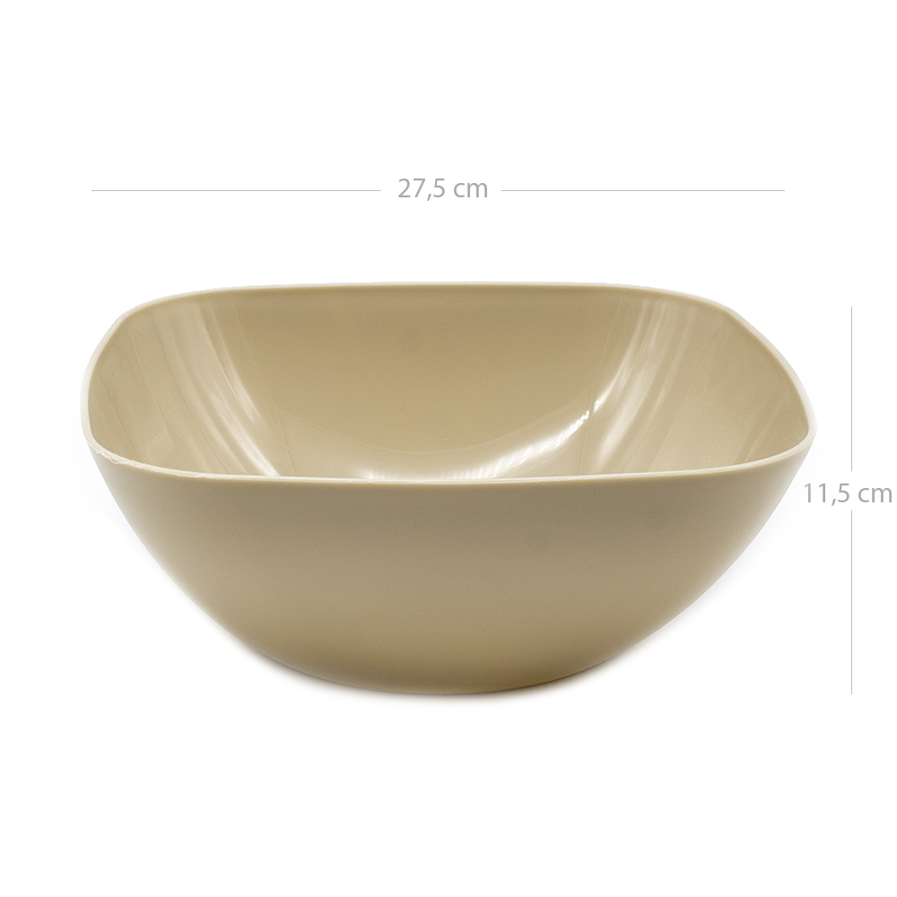 Cuenco de plastico cuadrado para comida Bol 4.8 Litros Marron