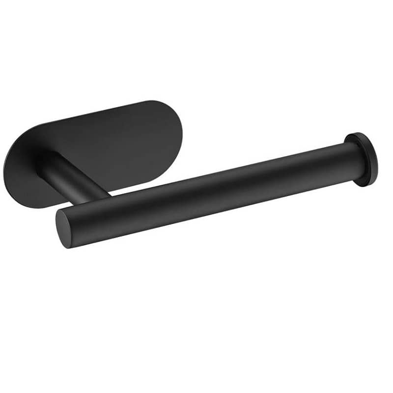 Portarrollos Baño para Papel Higienico adhesivo acero inox  Negro