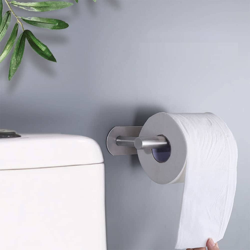 Portarrollos Baño para Papel Higienico adhesivo acero inox Plateado