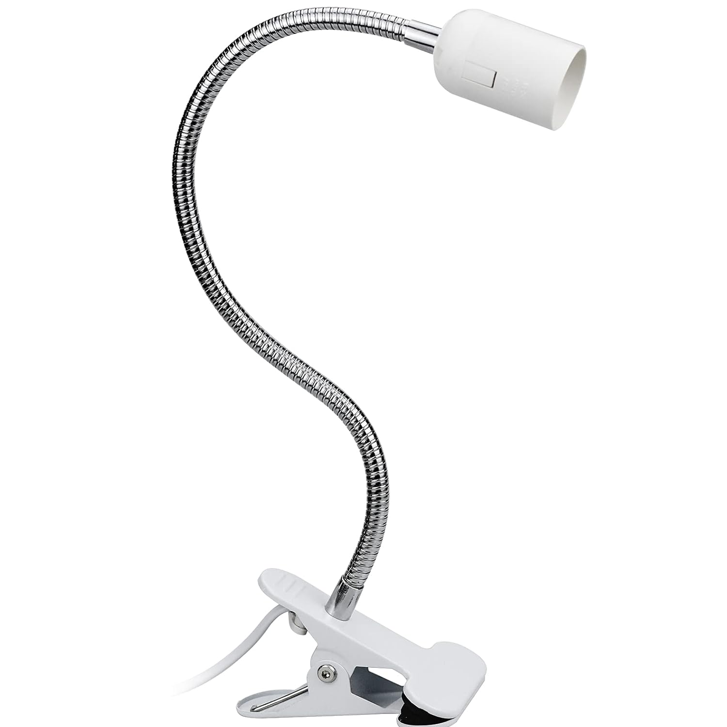 Portalámparas E27 con Pinza e Interruptor  Blanco