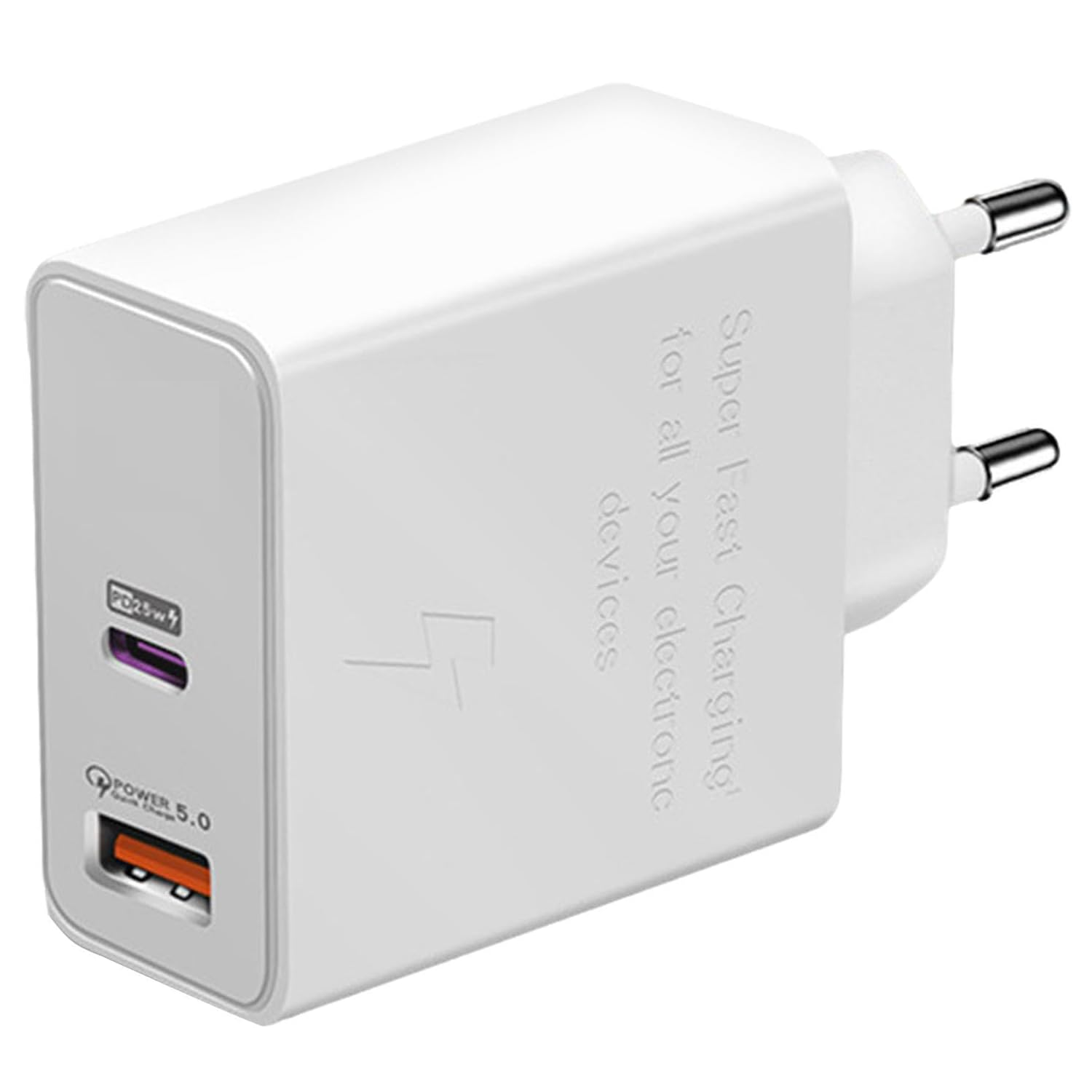 Cargador USB Doble PD carga rapida 45W  Blanco