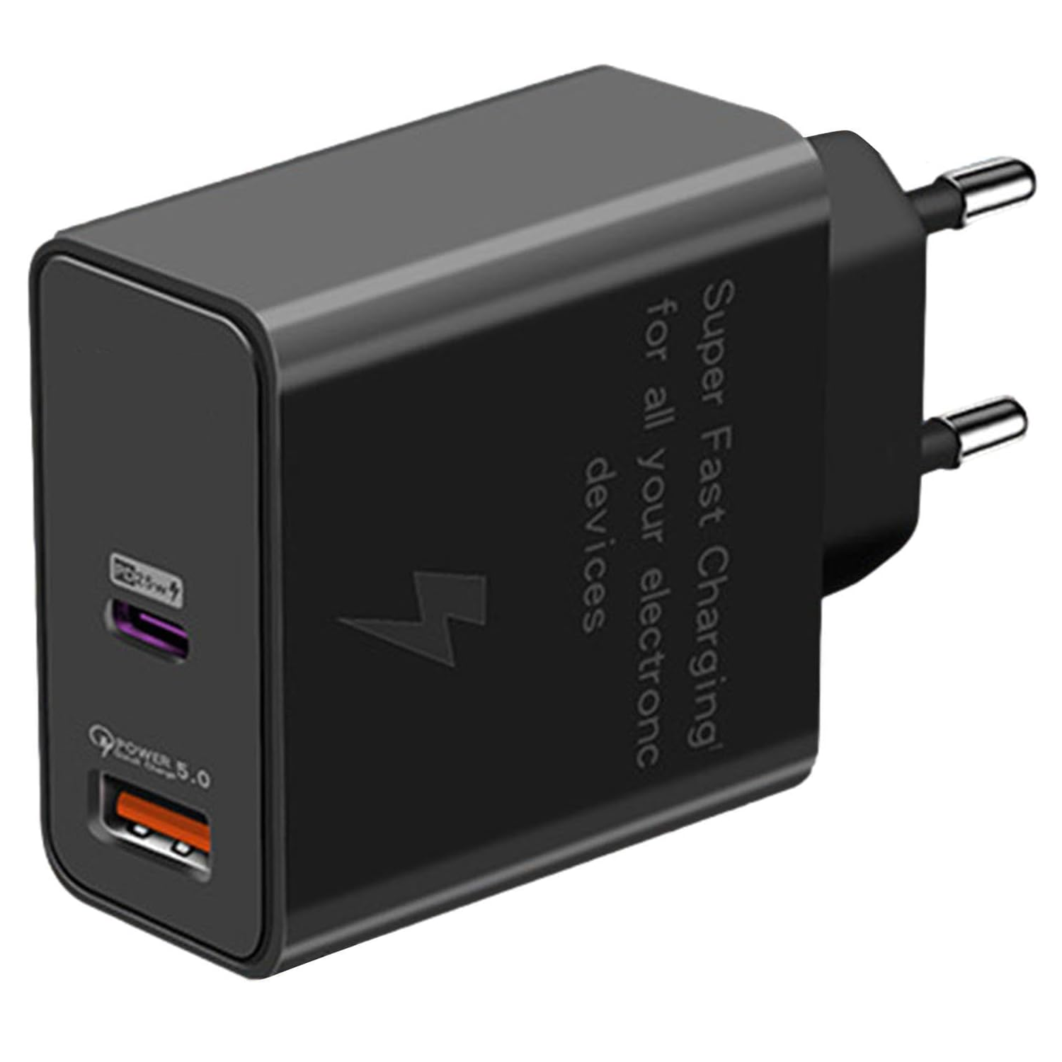 Cargador USB Doble PD carga rapida 45W  Negro