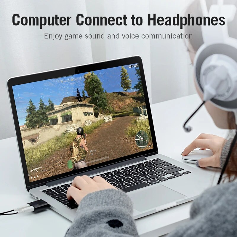 Adaptador USB tarjeta sonido microfono auricular  Negro