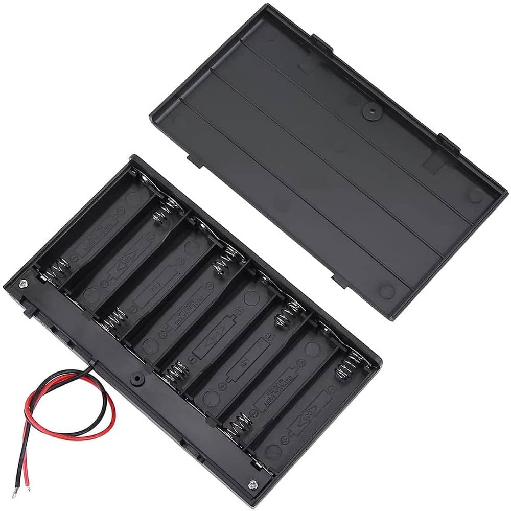 Portapilas para 8 pilas LR6 AA con interruptor  Negro
