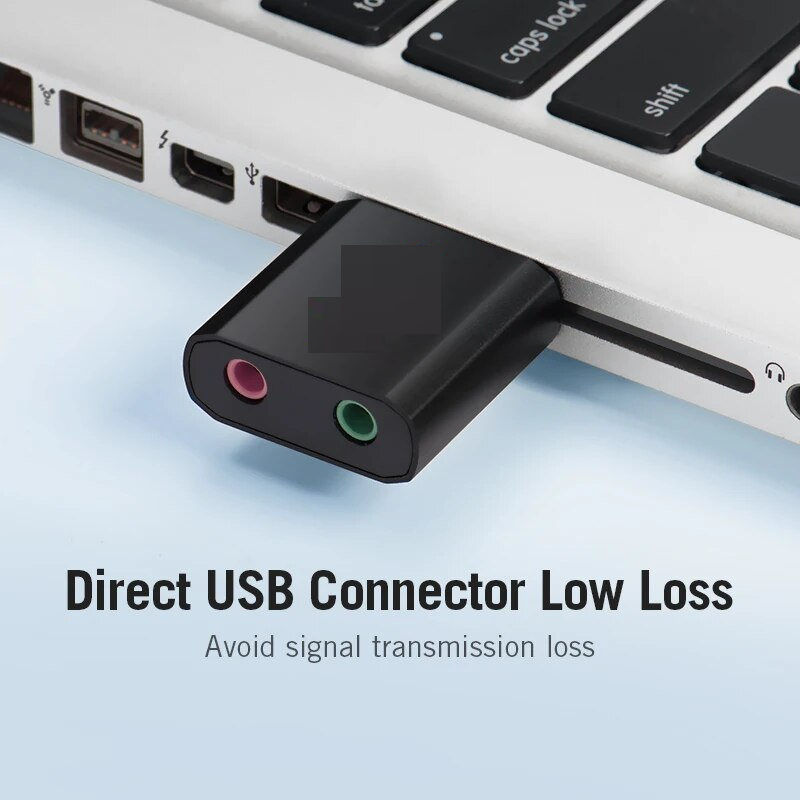 Adaptador USB tarjeta sonido microfono auricular  Negro
