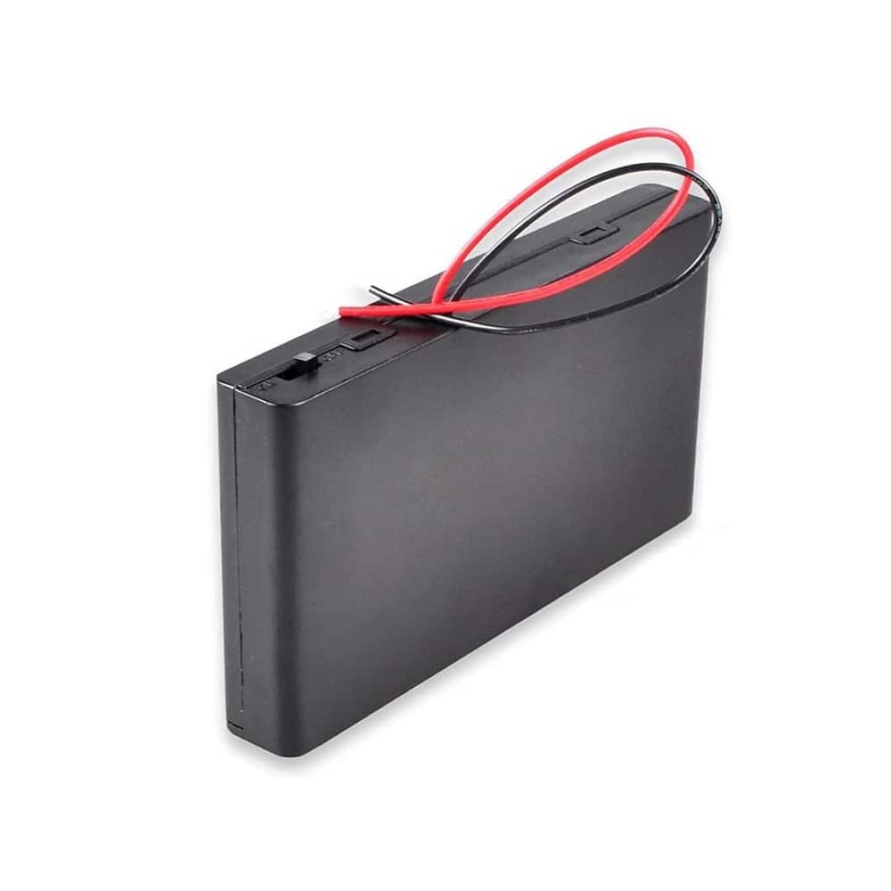 Portapilas para 8 pilas LR6 AA con interruptor  Negro