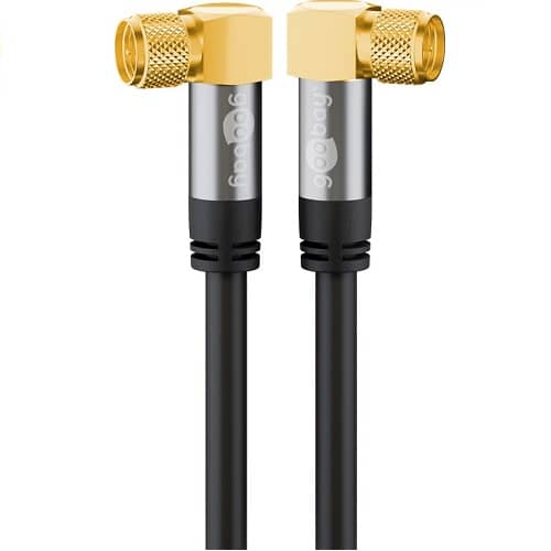 Cable antena satelite HDTV 135 dB  tipo f macho acodado 3 M Negro