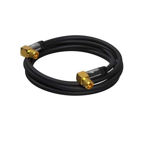 Cable antena satelite HDTV 135 dB  tipo f macho acodado 3 M Negro