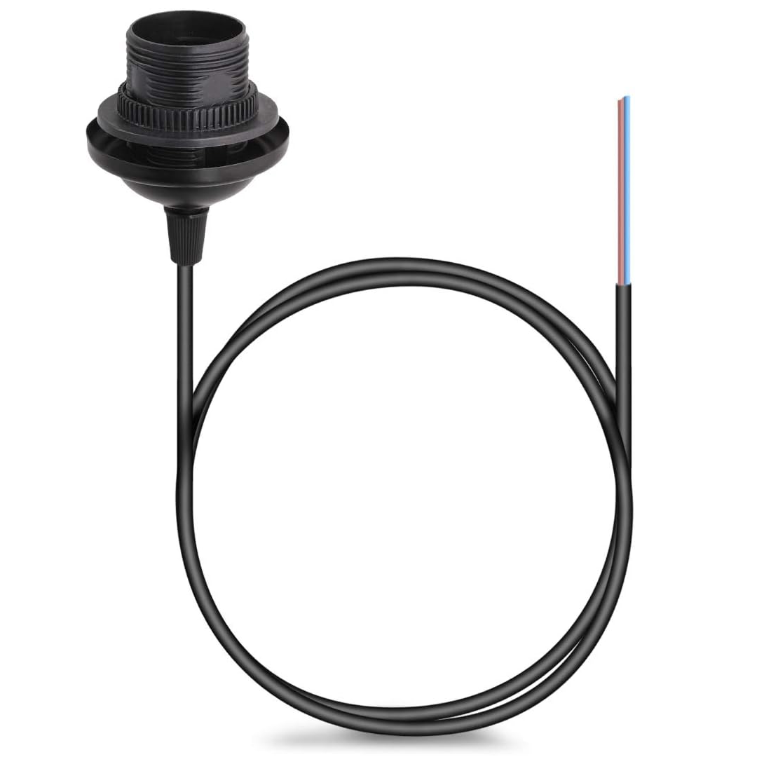 Portalámparas E27 con soporte de techo 80 cm Negro