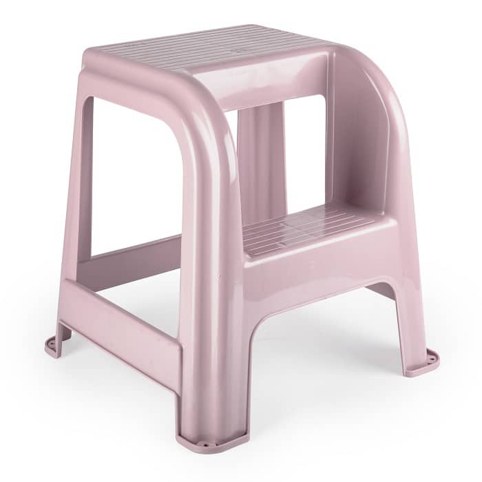 Taburete de plastico con escalon  Rosa claro