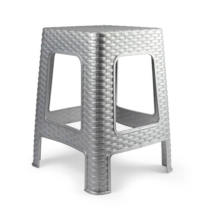 Taburete de Rattan Grande  Gris