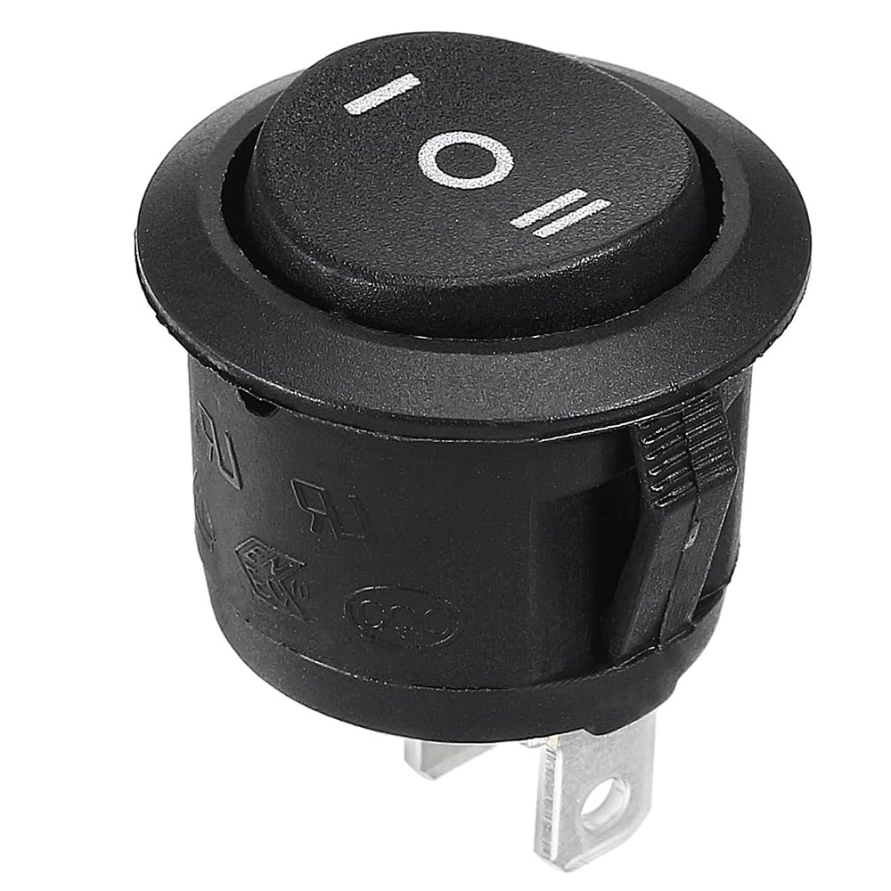 Interruptor basculante redondo de 3 vias ON/OFF/ON  Negro 6 A