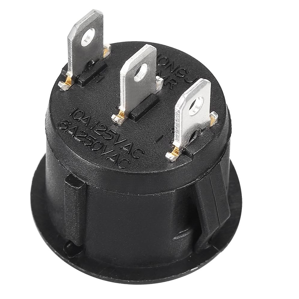 Interruptor basculante redondo de 3 vias ON/OFF/ON  Negro 6 A