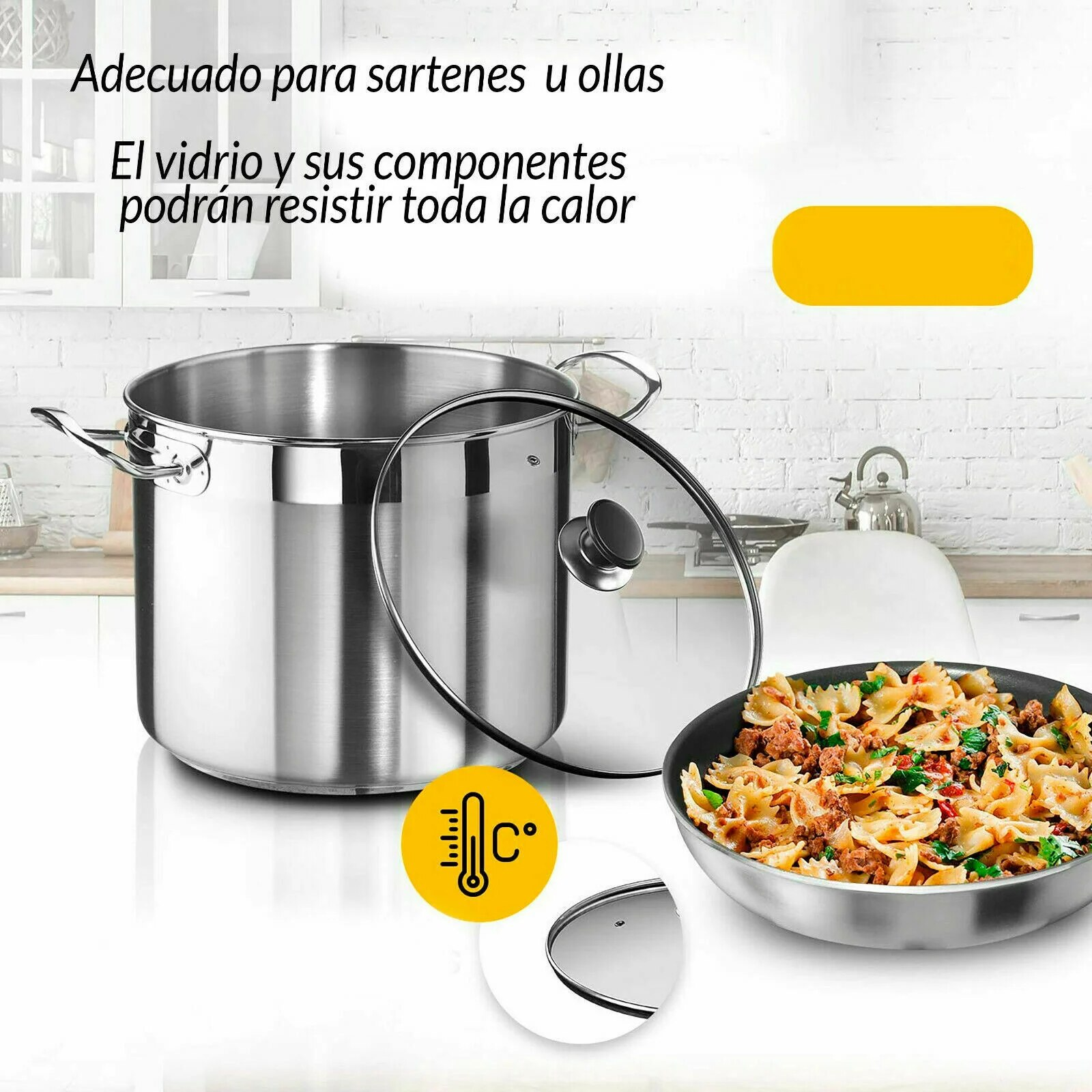 Tapa de cristal para sarten 32 cm Transparente