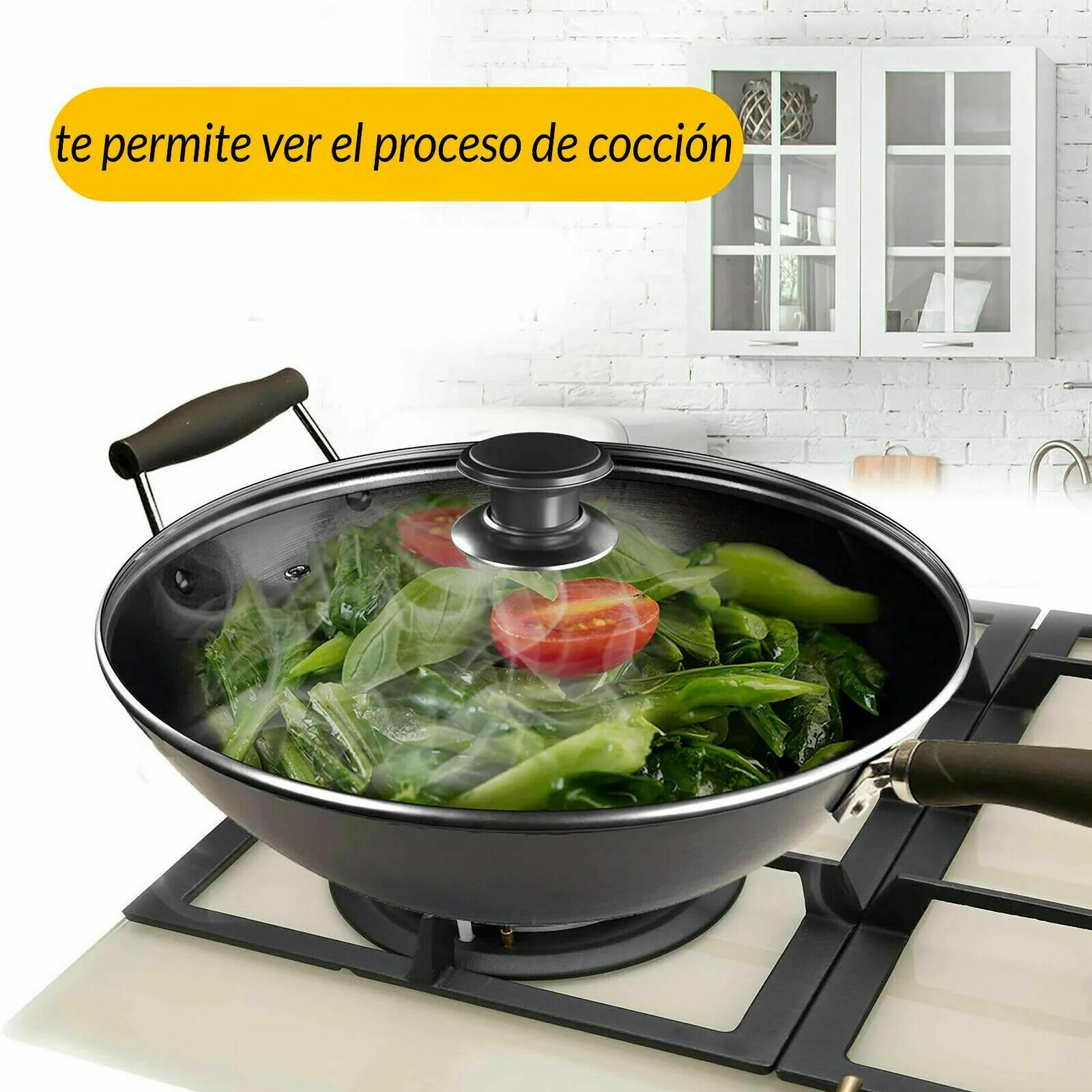 Tapa de cristal para sarten 32 cm Transparente