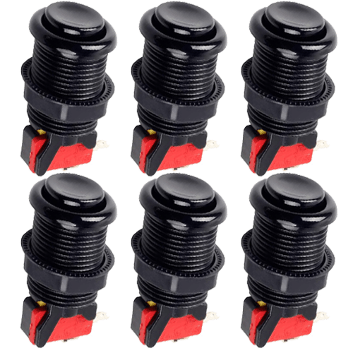 Boton americano arcade con microinterruptor (6 uds)  Negro