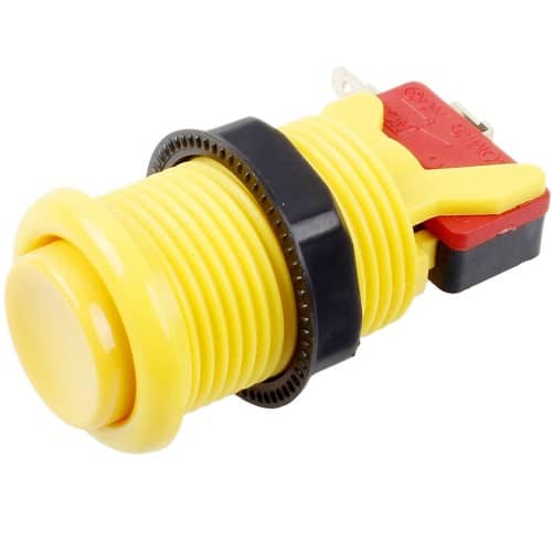 Boton americano arcade con microinterruptor (6 uds)  Amarillo