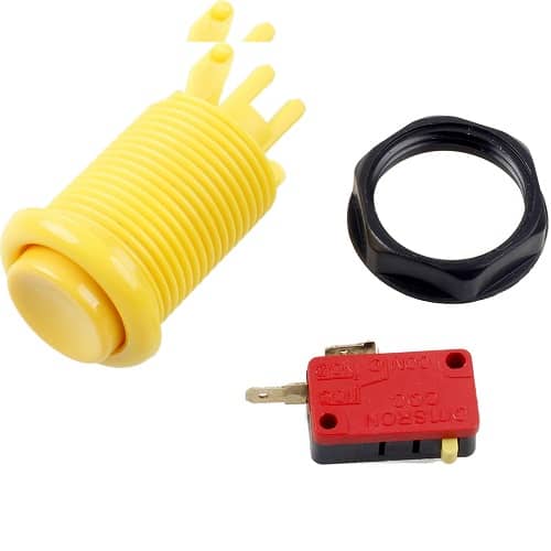 Boton americano arcade con microinterruptor (6 uds)  Amarillo