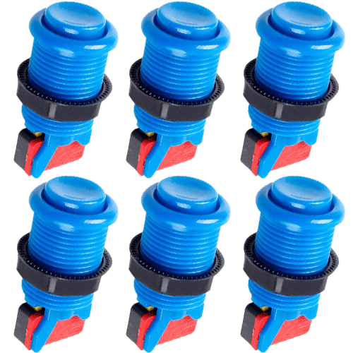 Boton americano arcade con microinterruptor (6 uds)  Azul