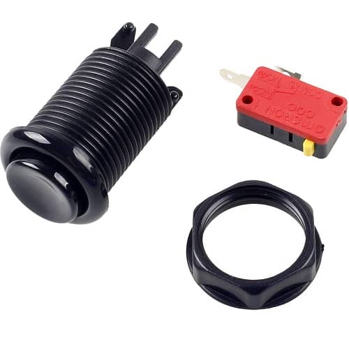 Boton americano arcade con microinterruptor (6 uds)  Negro