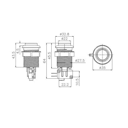 Boton americano arcade con microinterruptor (6 uds)  Verde
