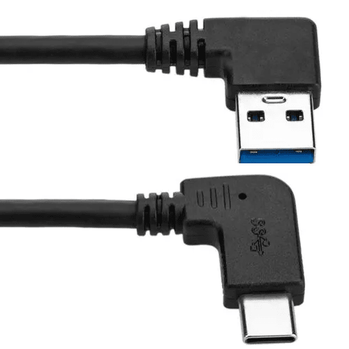 Cable USB-C 3.1 macho a USB-A 3.1 macho acodado 0.50 M Negro
