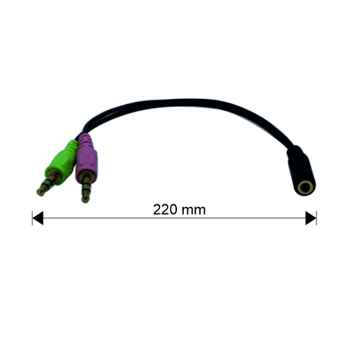 Cable adaptador Jack Hembra 3.5 mm 4 pin a 2x Jack 3.5 Macho 0.20 M Negro