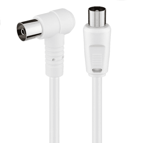 Cable antena de TV acodado de 75 Ohm 1.5 M Blanco