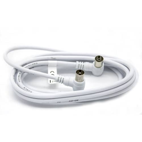 Cable antena de TV de 75 Ohm acodado 5 M Blanco