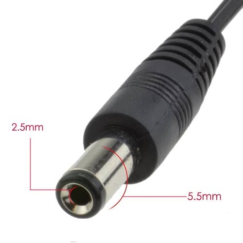 Cable de alimentación DC 5.5x2.5mm hembra a bornes 2 M Negro 2 M Negro