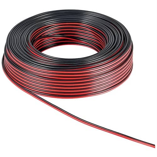 Cable de Altavoz - 2x 1,50 mm2 - 25,0 m - Brida - Negro / Rojo