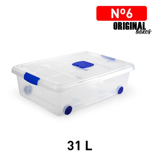 Caja de almacenamiento N6 con ruedas 31 Litros Transparente