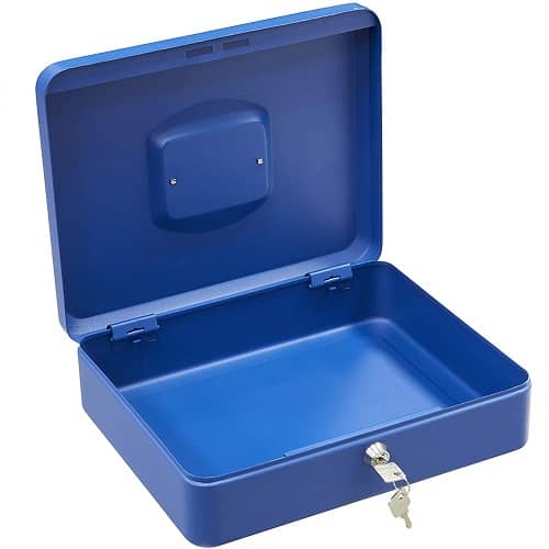 Caja fuerte metalica portatil caudales pequeña Azul