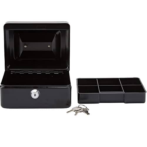 Caja fuerte metalica portatil caudales pequeña  Negro