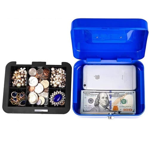 Caja fuerte metalica portatil caudales grande  Azul