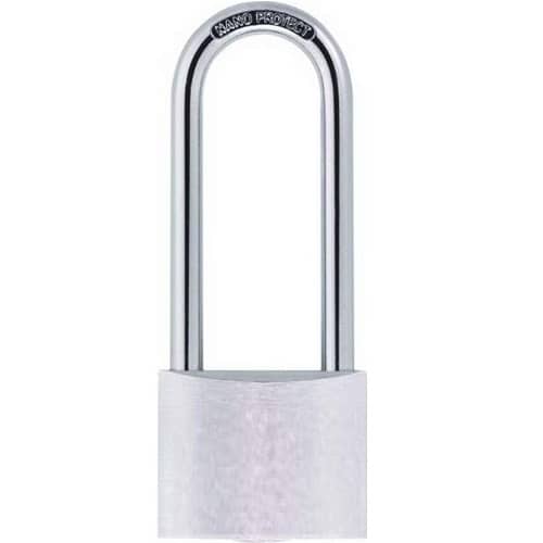 Candado arco largo de laton macizo con llave 30 mm Plateado