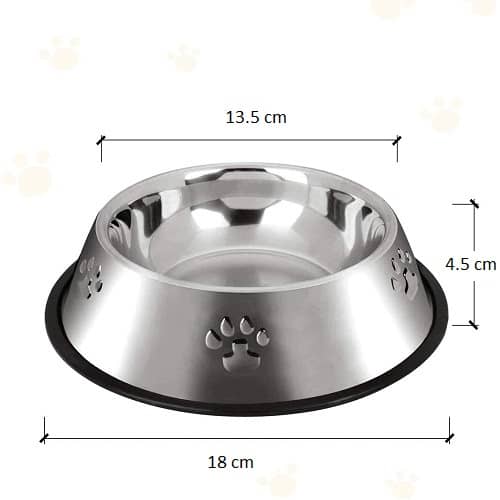 Comedero metal redondo para mascotas 18 cm Plateado