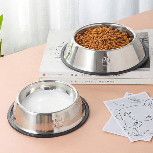 Comedero metal redondo para mascotas 18 cm Plateado